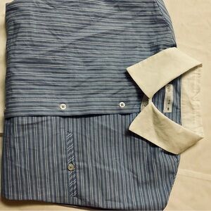 ZARA Kids Camisa Rayas Azul Cuello Blanco Talla 11-12 Años / 152